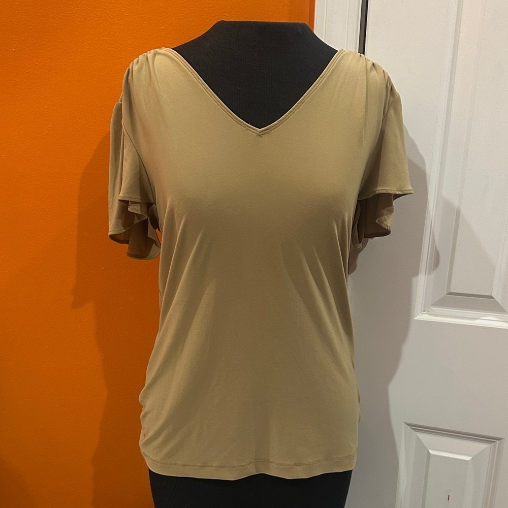 NWOT Chaps Tan Short Sleeve Women's Top size S